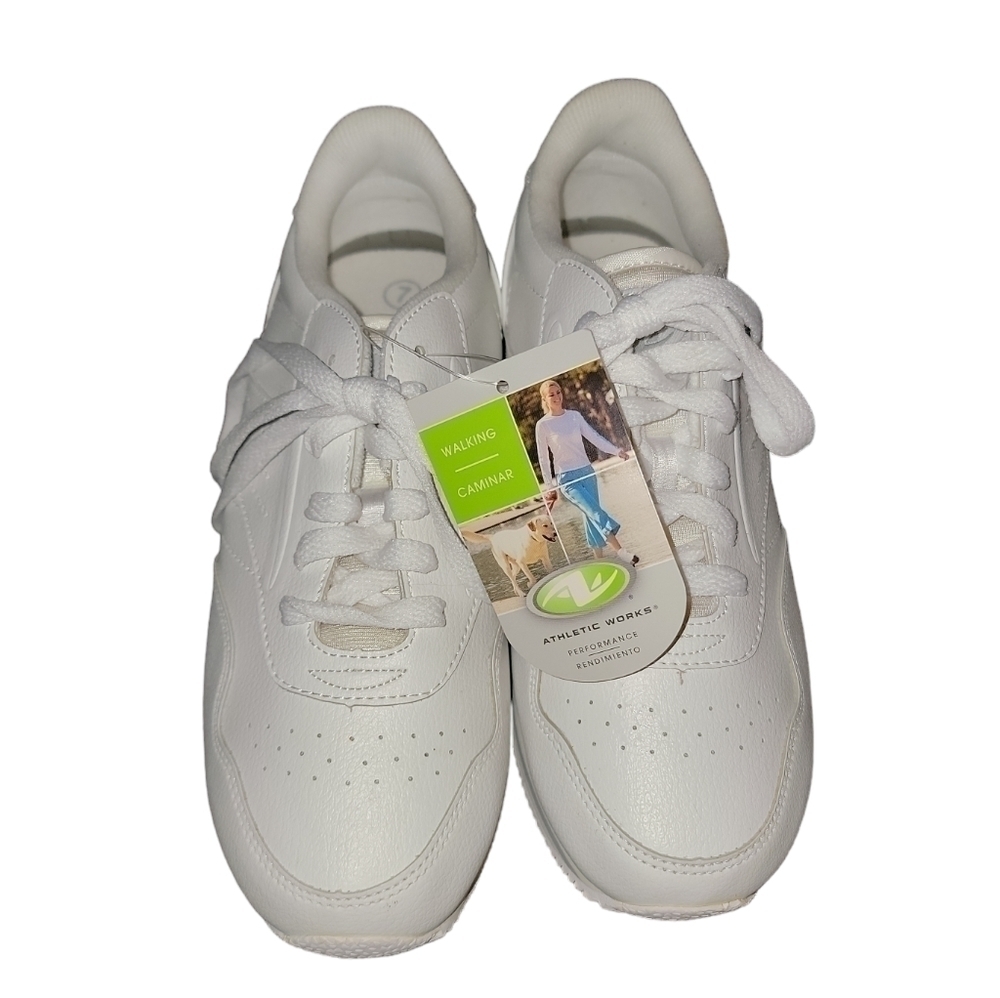 Athletic Works womens walking shoes size 7 White Bess 2 Sneakers 113S8 NWT